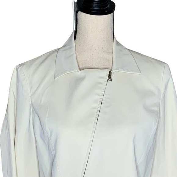 Halogen Ivory Asymmetrical Zip Long Sleeve Jacket Women's Size Medium M - Picture 2 of 8